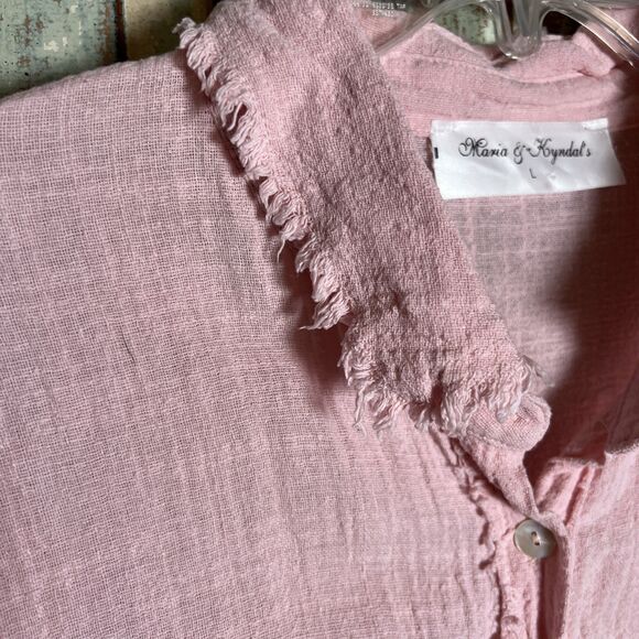 Maria & Kyndal's L Peach Colored Long Sleeve Light Weight Button Down Top - Picture 4 of 11